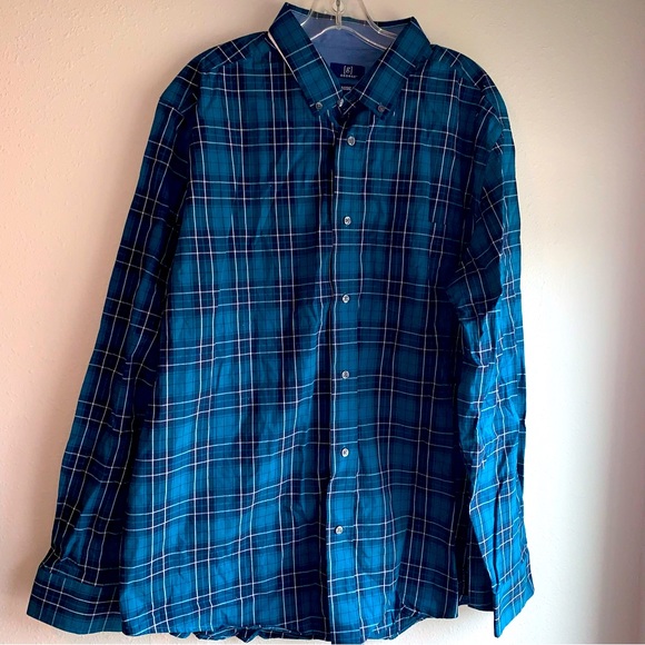 George Mens XL 46/48 Plaid Check Button Classic Fit Down Cotton Spandex … - Picture 1 of 8